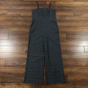 Banana Republic‎ Women's Size 16 Tall Gray Metallic Plaid Strappy Jumpsuit